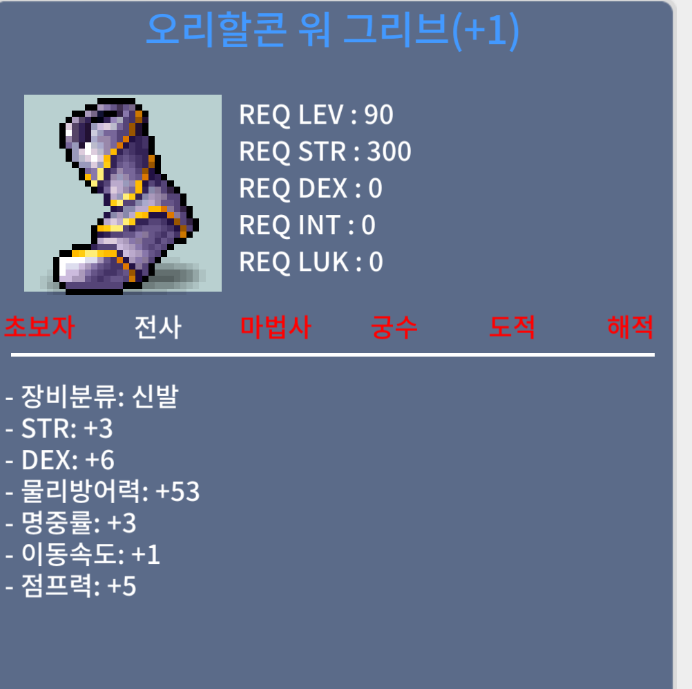 90제 신발 합12 / 2000 / 힘3 덱6 명3 이속1 점프5 / 채팅주세