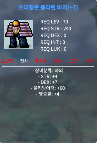 70제 오리할콘플라틴바지 / 1500 / 합 15 / 채팅주세요