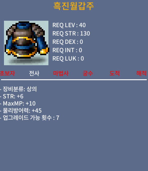 흑진월갑주 힘6 100 팝니다