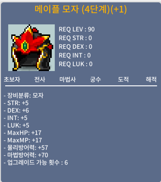 메이플모자 4단계 투민 100퍼 1작 / 3400만